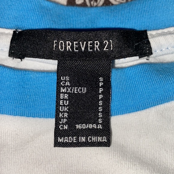 Selling forever 21 crop top size S color white and blue - Picture 3 of 4